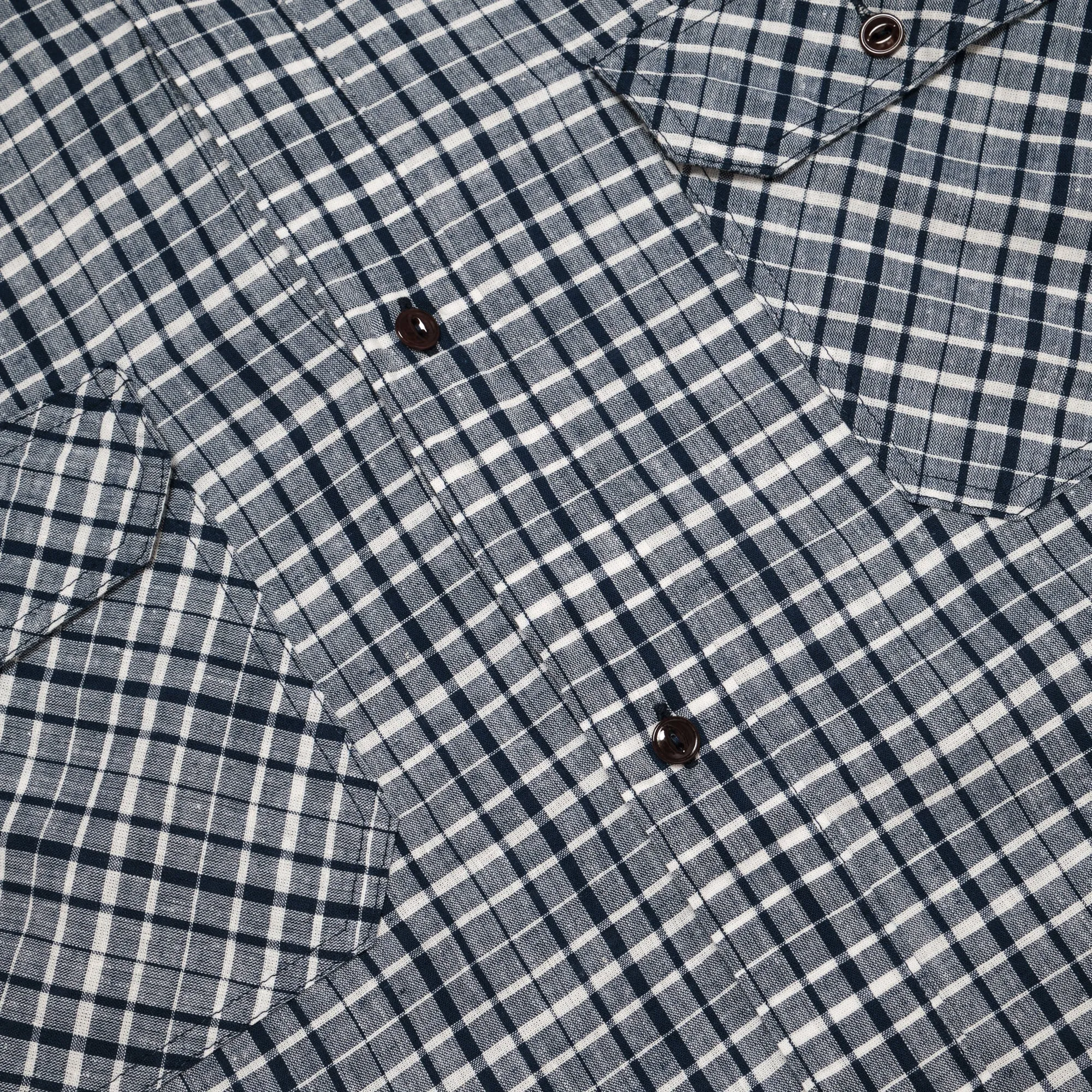 PLAID BUTTON DOWN SHIRT MADE IN ITALY - WHITE/BLUE CHECK