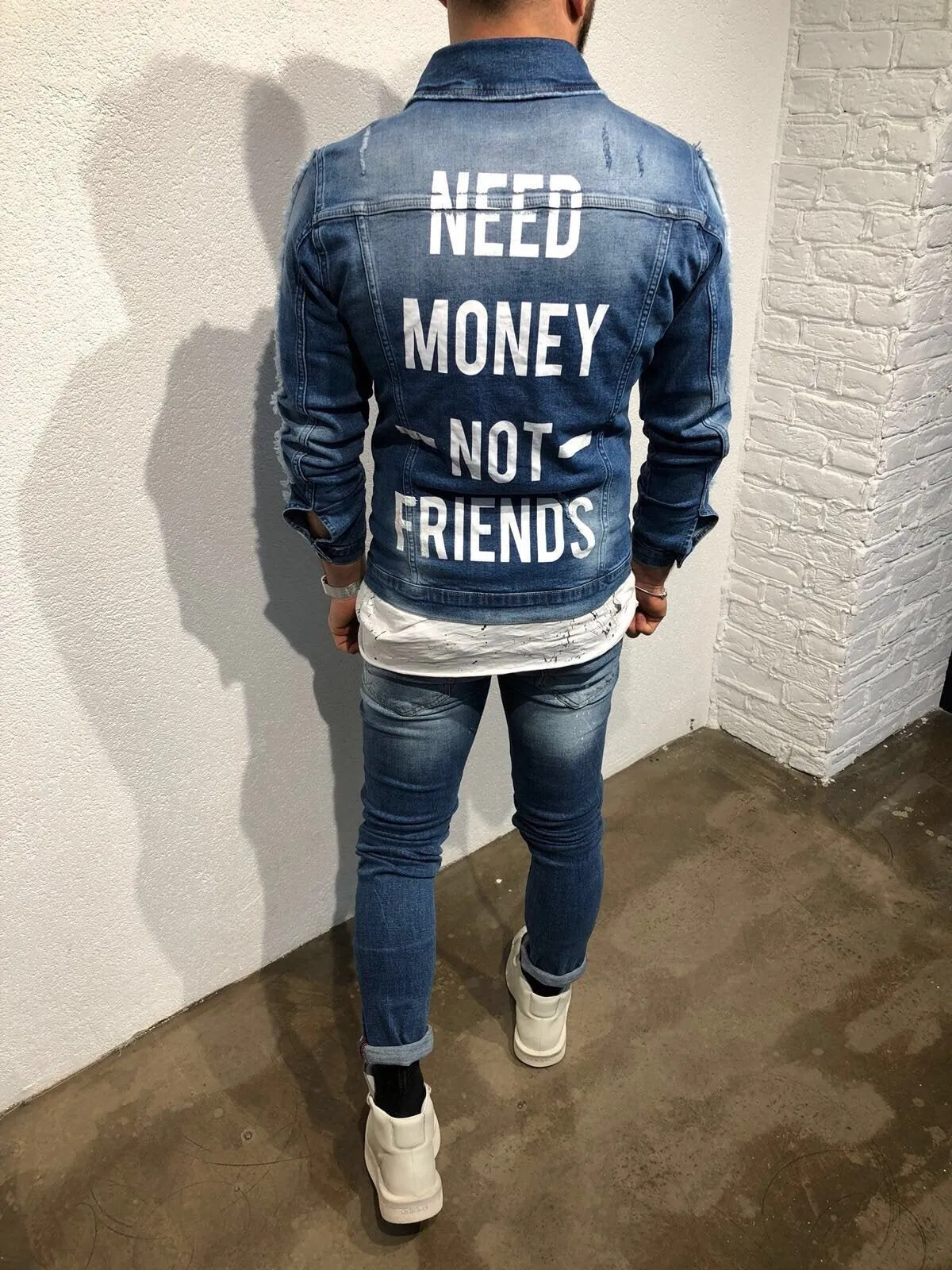 Printed Denim Jacket B79 Streetwear Denim Jacket