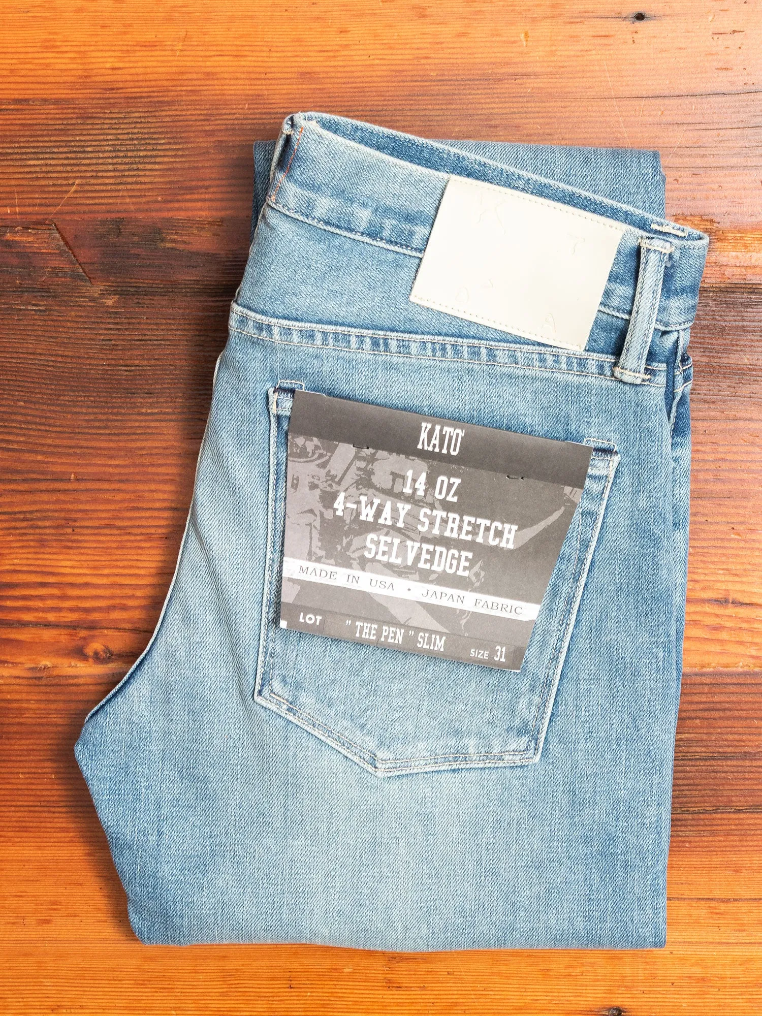 "Julian" 14oz Washed Indigo Stretch Selvedge Denim - Pen Slim