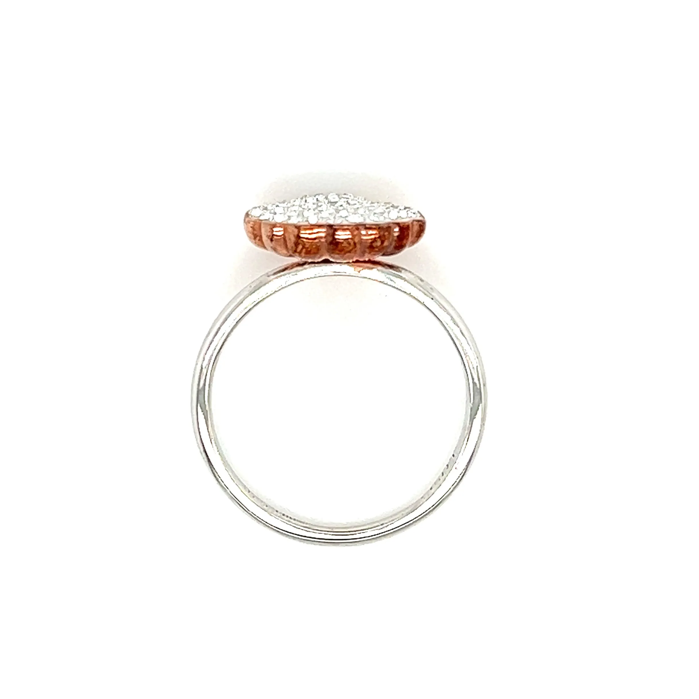 Shell Ring with Elegant Crystals in Sterling Silver and Rose Gold Accent