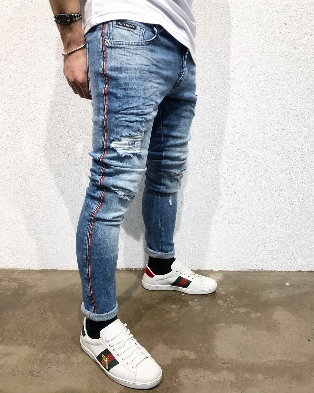 Sneakerjeans Side Striped Skinny Jeans B65