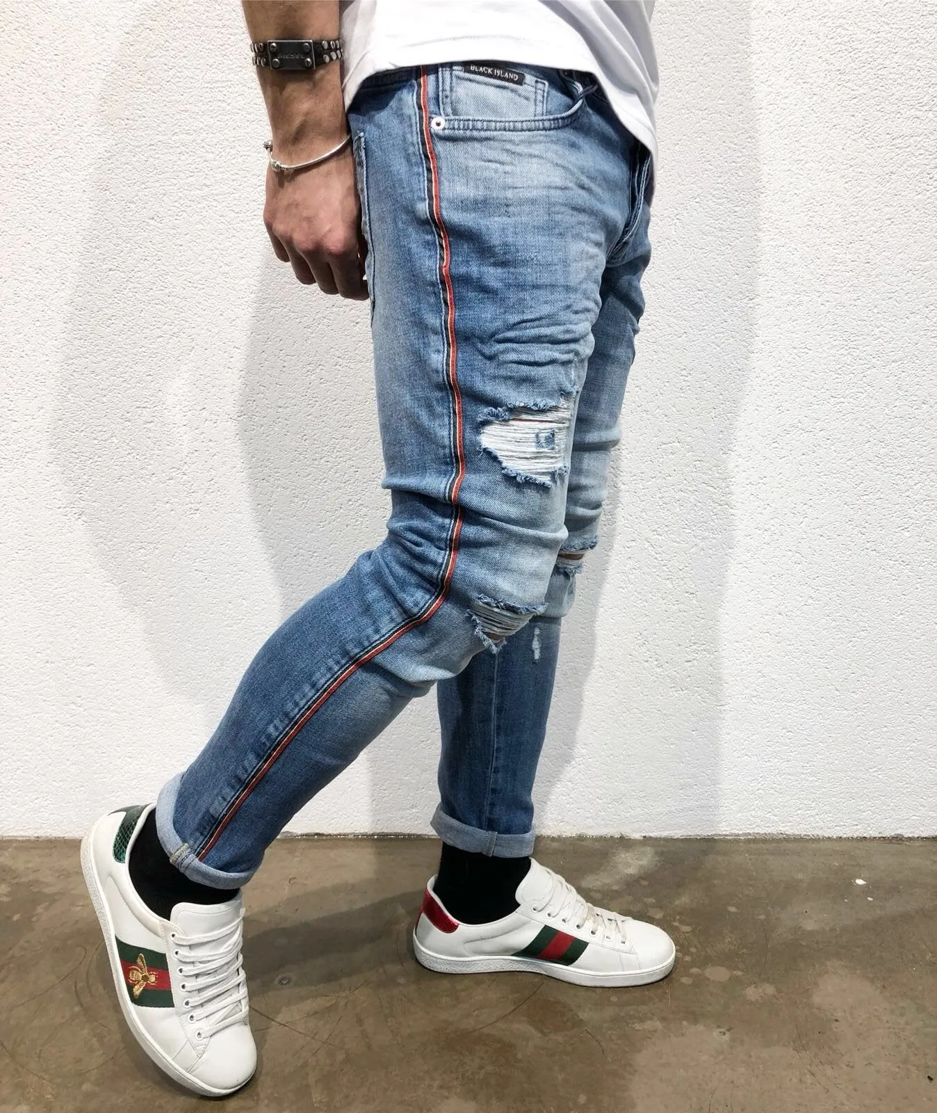 Sneakerjeans Side Striped Skinny Jeans B65