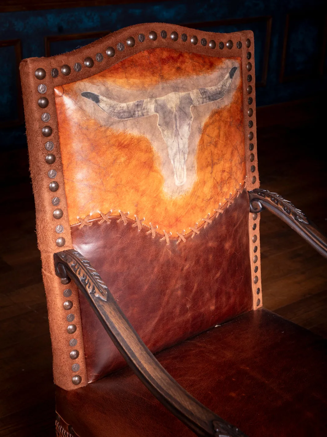 Stitched Longhorn Leather Chair