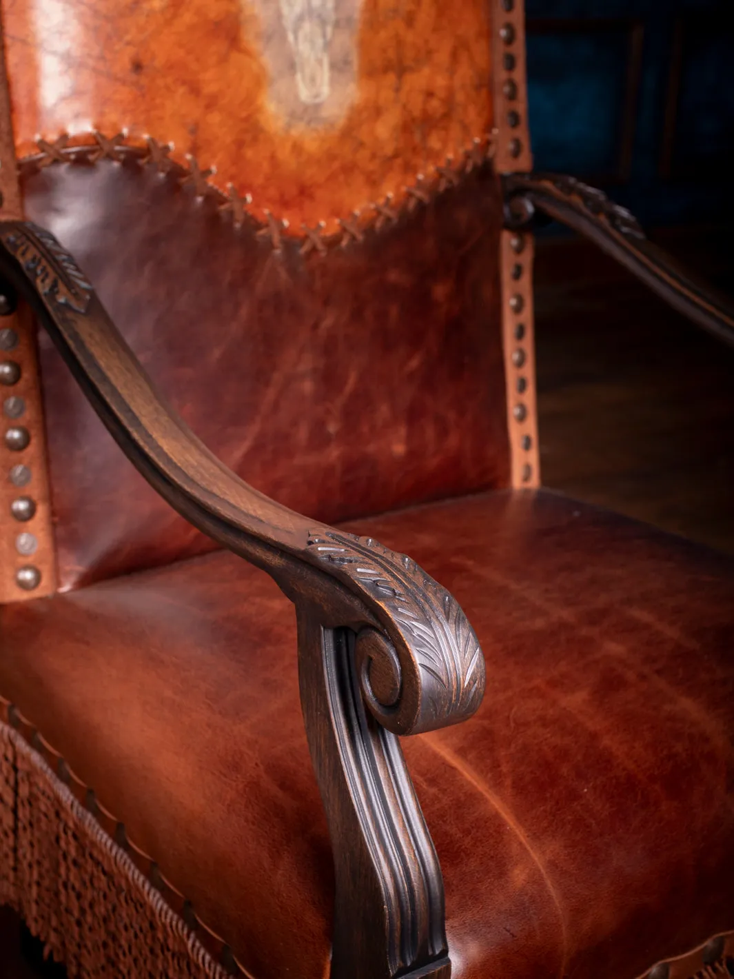 Stitched Longhorn Leather Chair