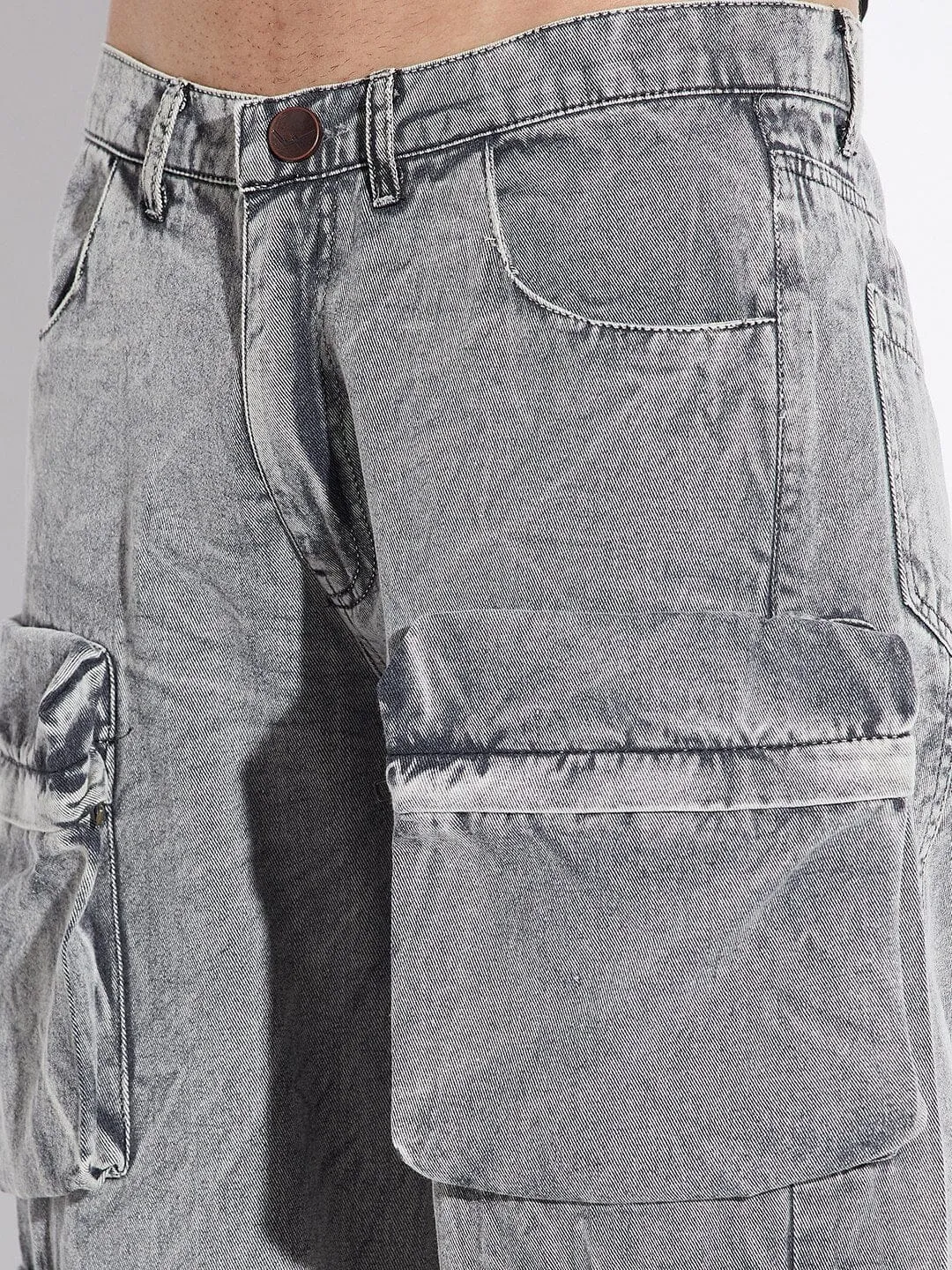 Stone Washed Baggy Cargo Pants