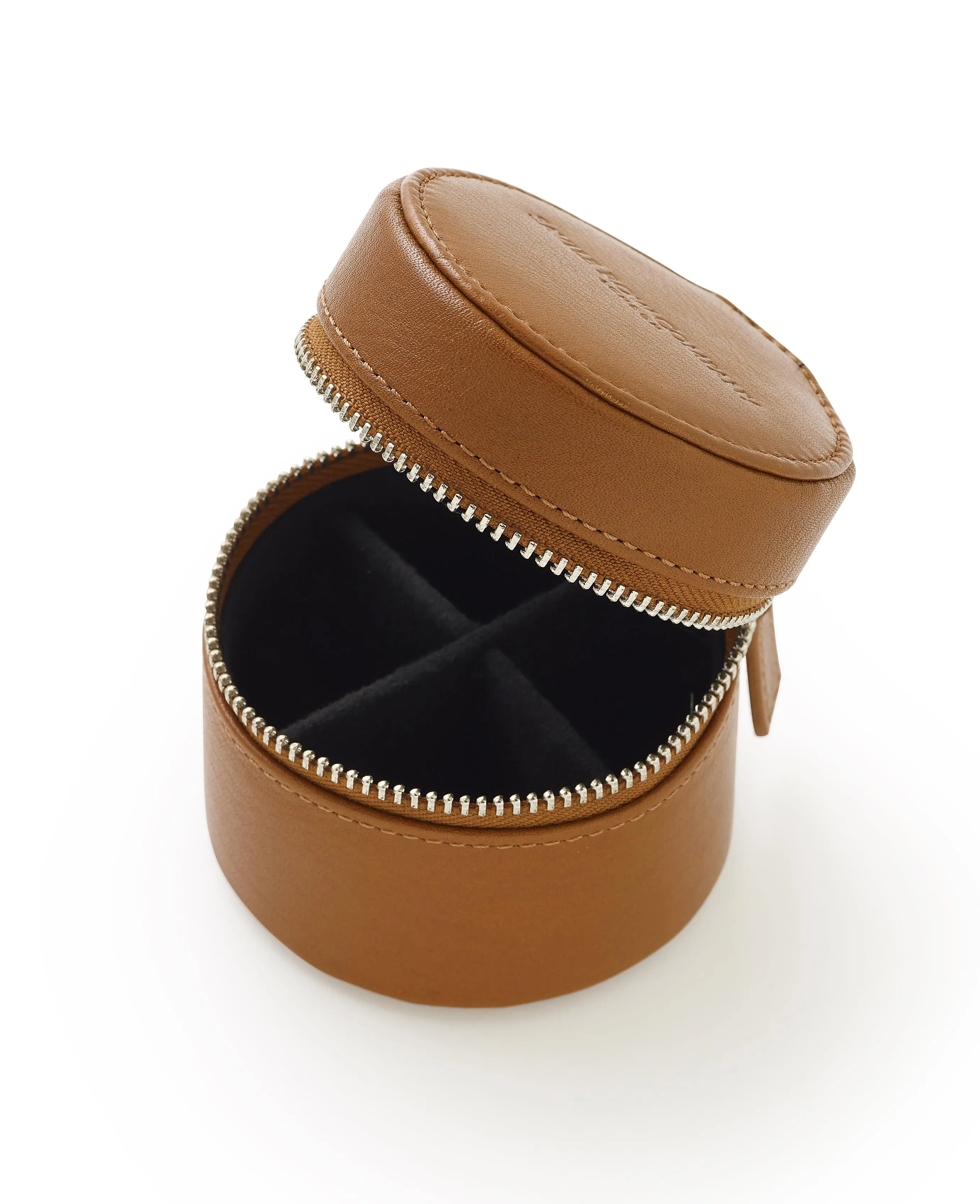 Tan Leather Cufflink Storage Box