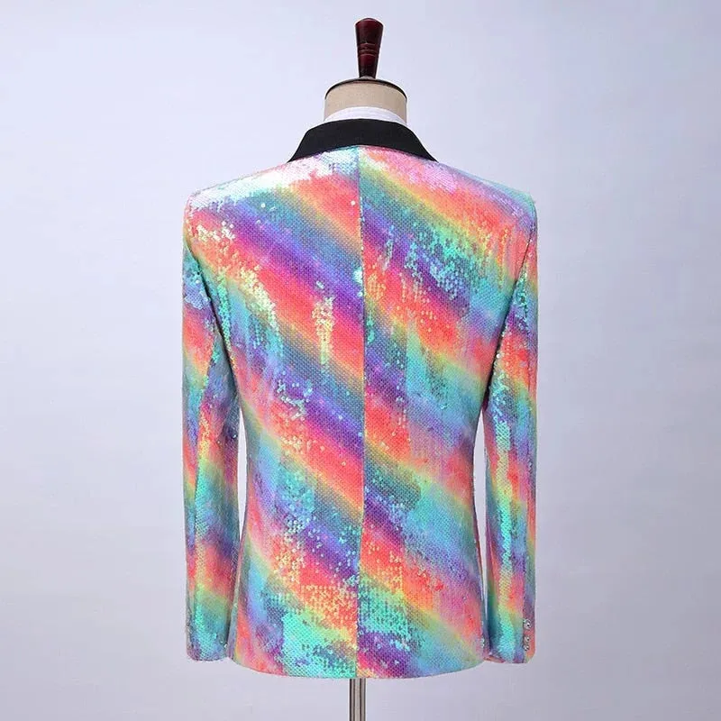 The Rainbow Sequin Slim Fit Blazer Suit Jacket