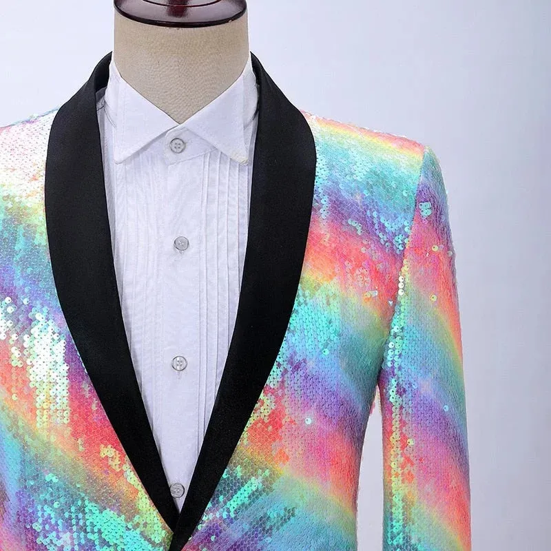 The Rainbow Sequin Slim Fit Blazer Suit Jacket