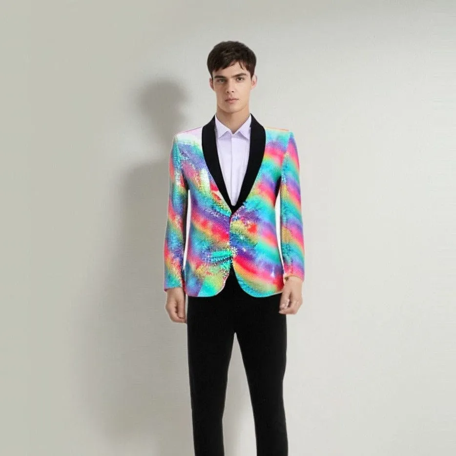 The Rainbow Sequin Slim Fit Blazer Suit Jacket