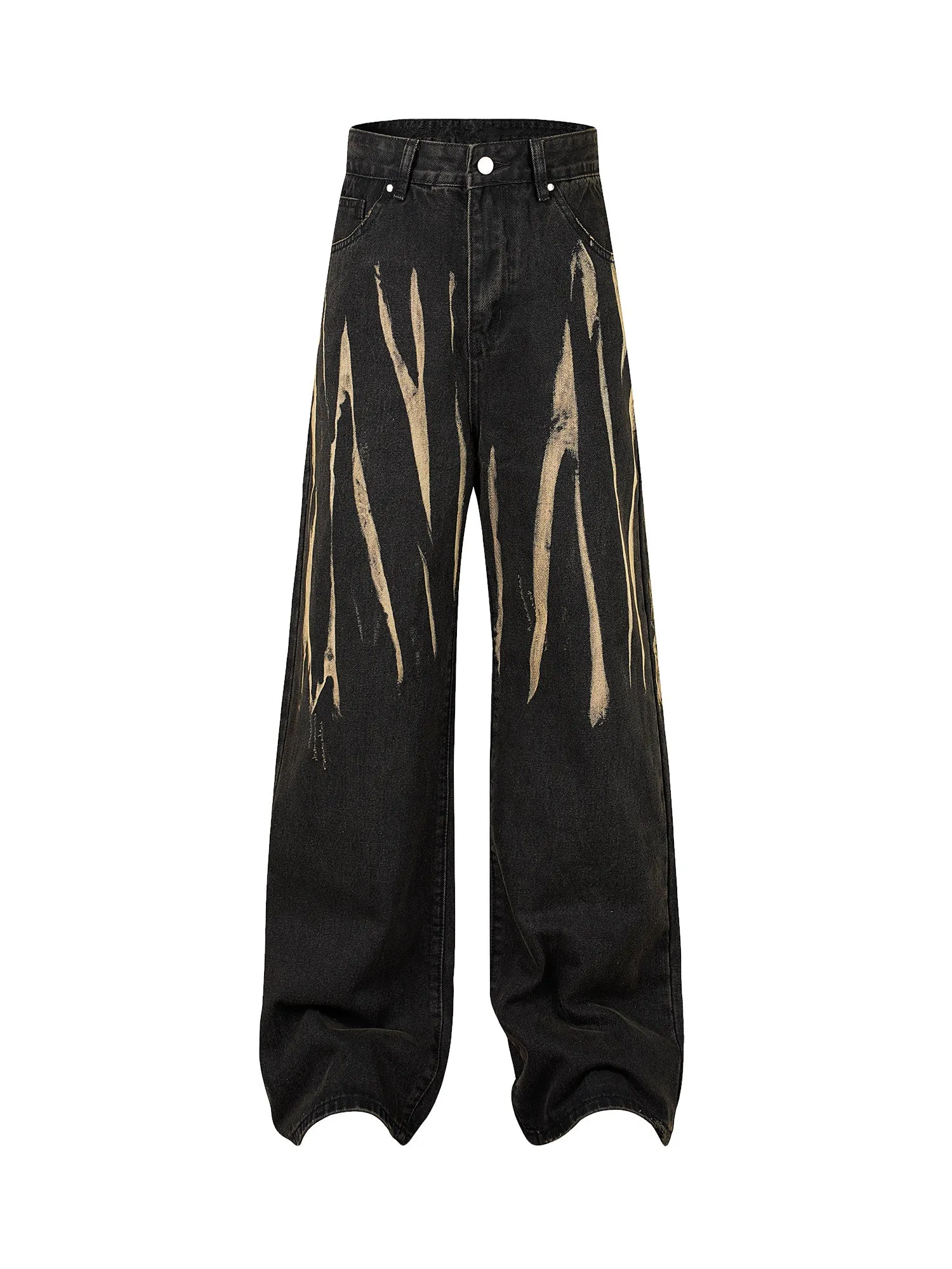 High Street Hip Hop Themed Hand-Painted Spray-Painted Denim Jeans