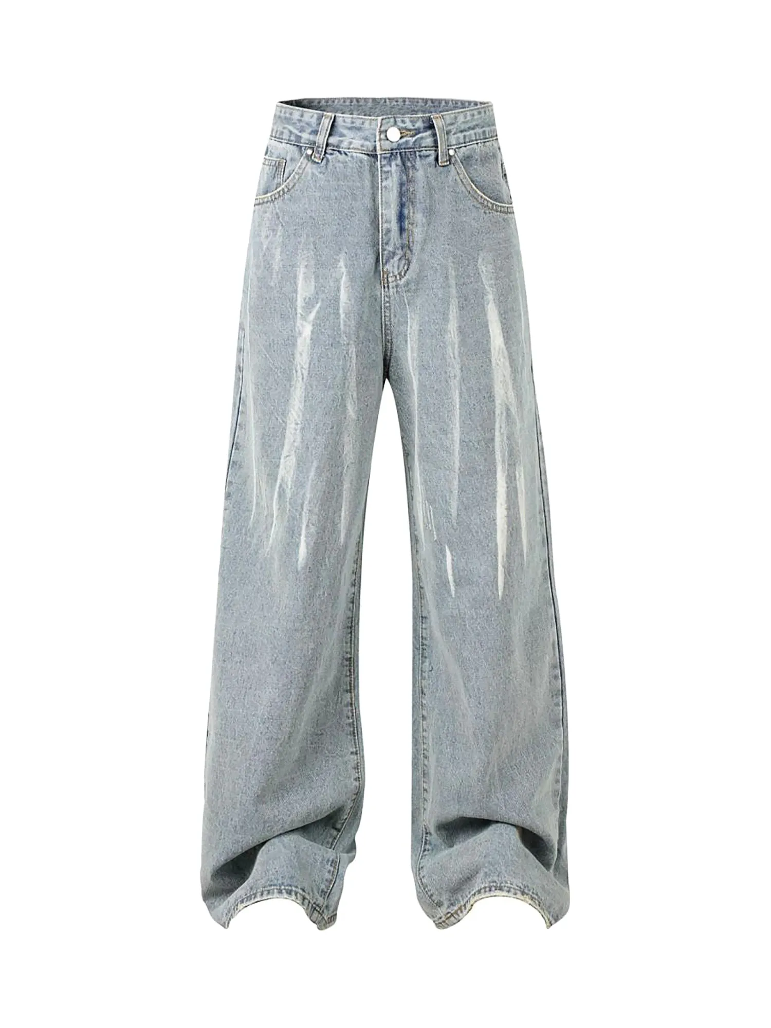 High Street Hip Hop Themed Hand-Painted Spray-Painted Denim Jeans