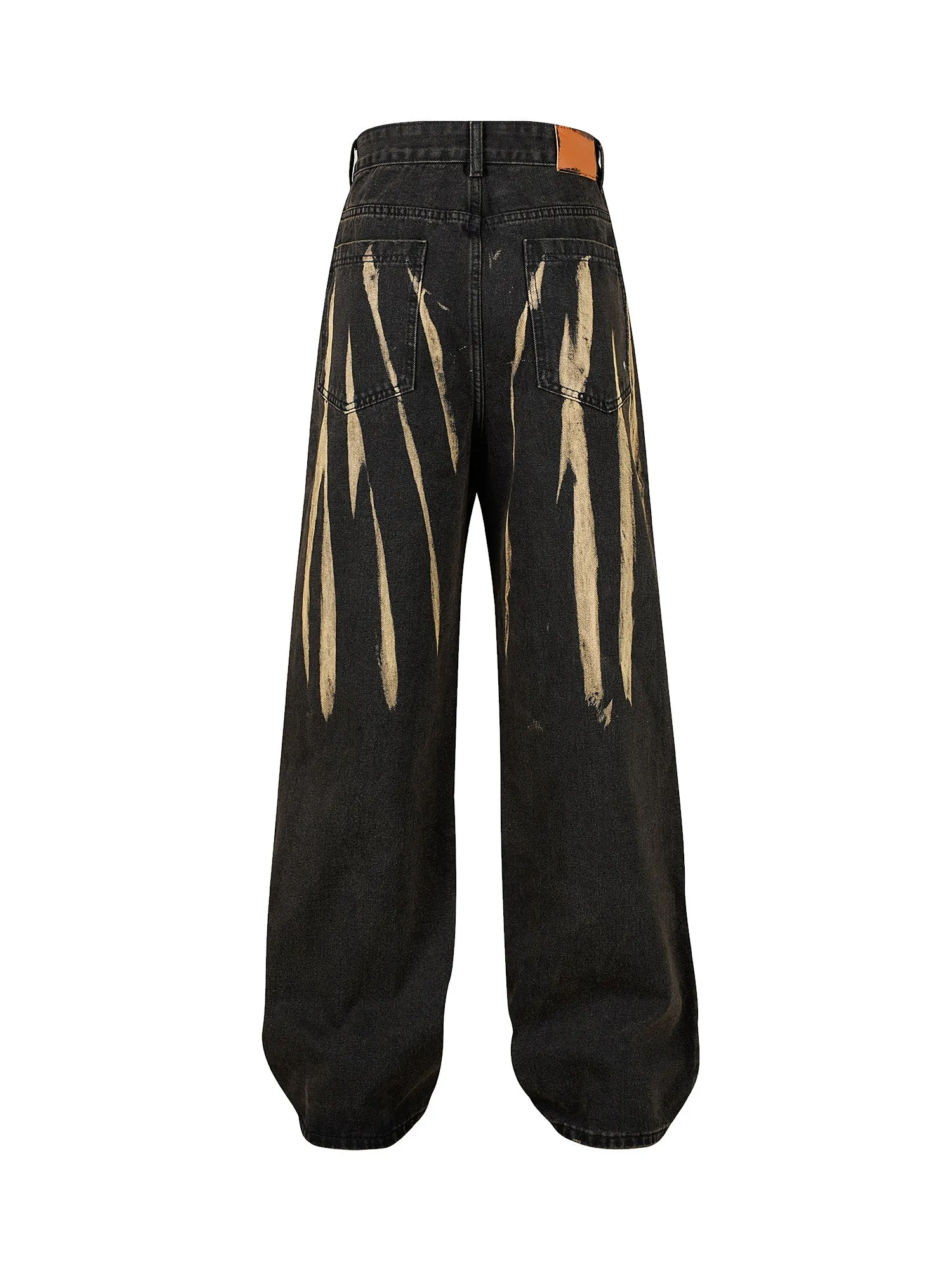 High Street Hip Hop Themed Hand-Painted Spray-Painted Denim Jeans