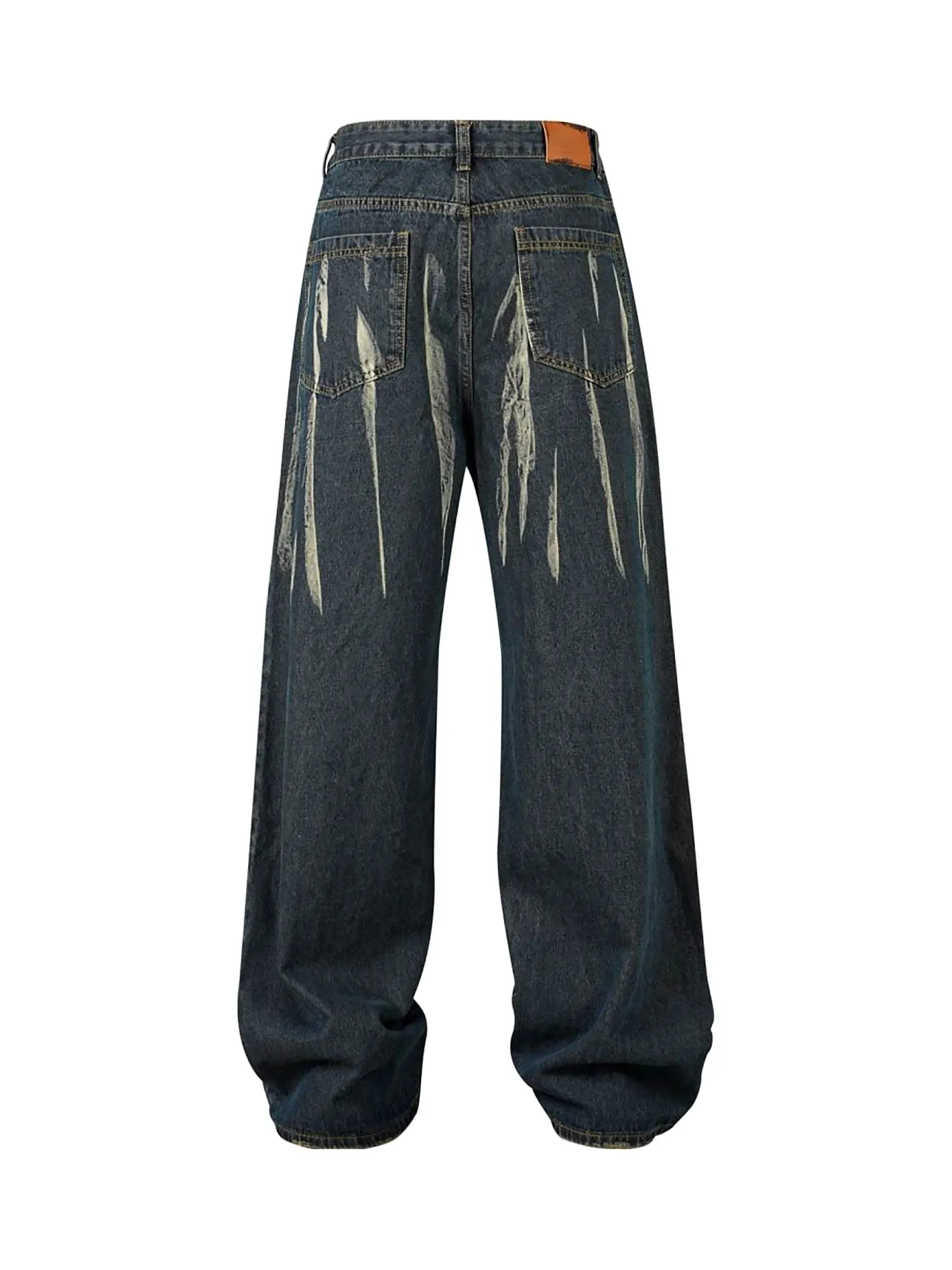 High Street Hip Hop Themed Hand-Painted Spray-Painted Denim Jeans