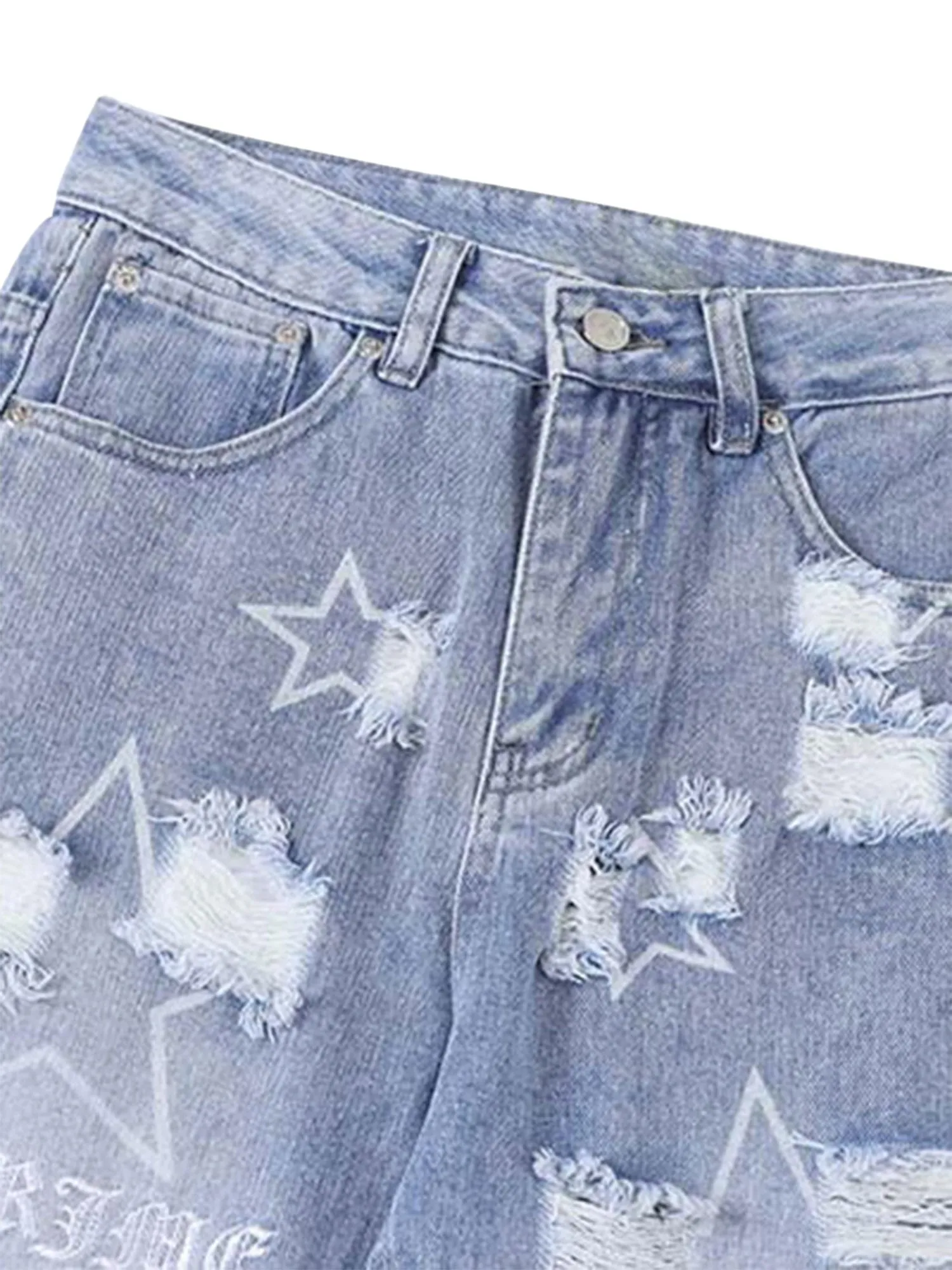 Thesupermade Star Print Ripped Jeans - 1741