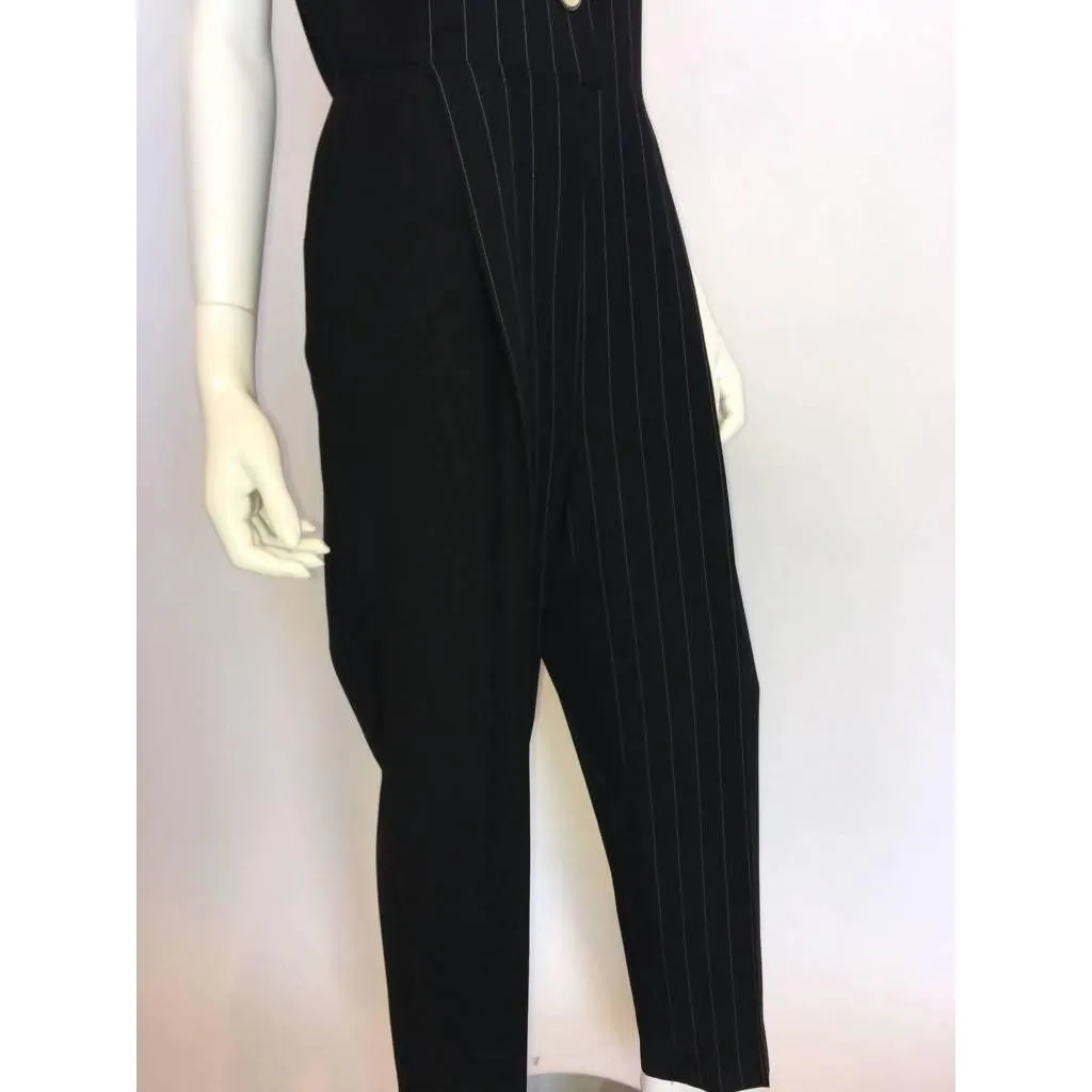 VERSACE Black Pin-Striped Jumpsuit | EU 44 - US 12