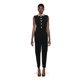 VERSACE Black Pin-Striped Jumpsuit | EU 44 - US 12