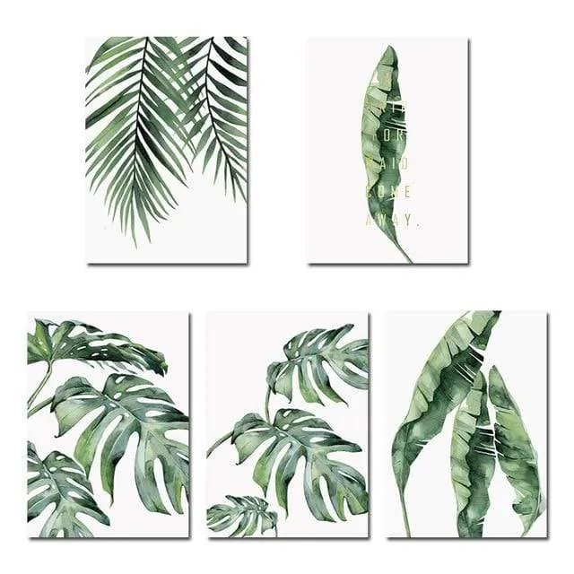 Watercolor Plant Leaves Canvas Poster