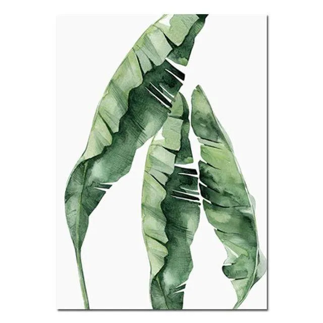 Watercolor Plant Leaves Canvas Poster