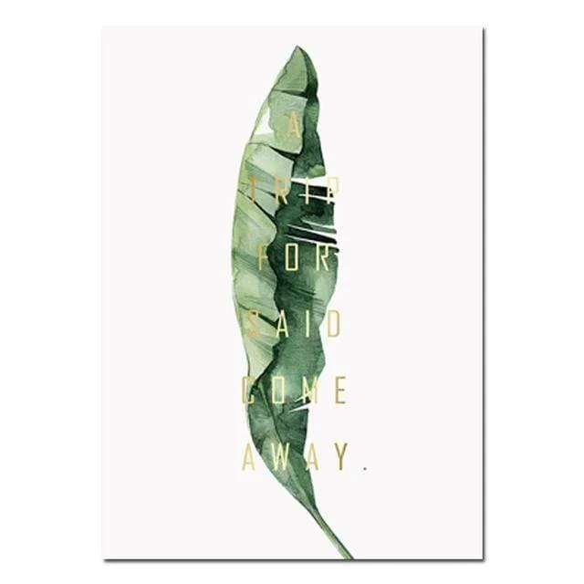 Watercolor Plant Leaves Canvas Poster