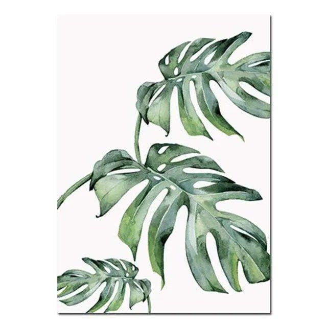 Watercolor Plant Leaves Canvas Poster