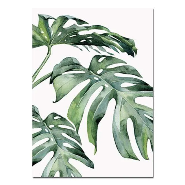 Watercolor Plant Leaves Canvas Poster