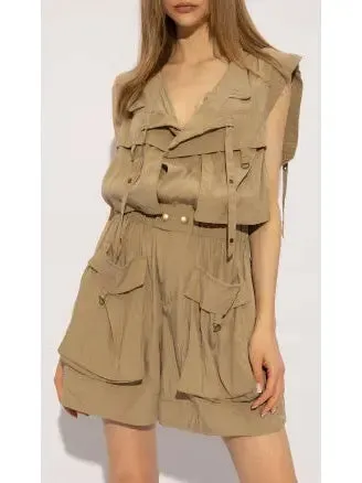 Women’s Cargo Short Jumpsuit in Khaki