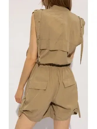 Women’s Cargo Short Jumpsuit in Khaki