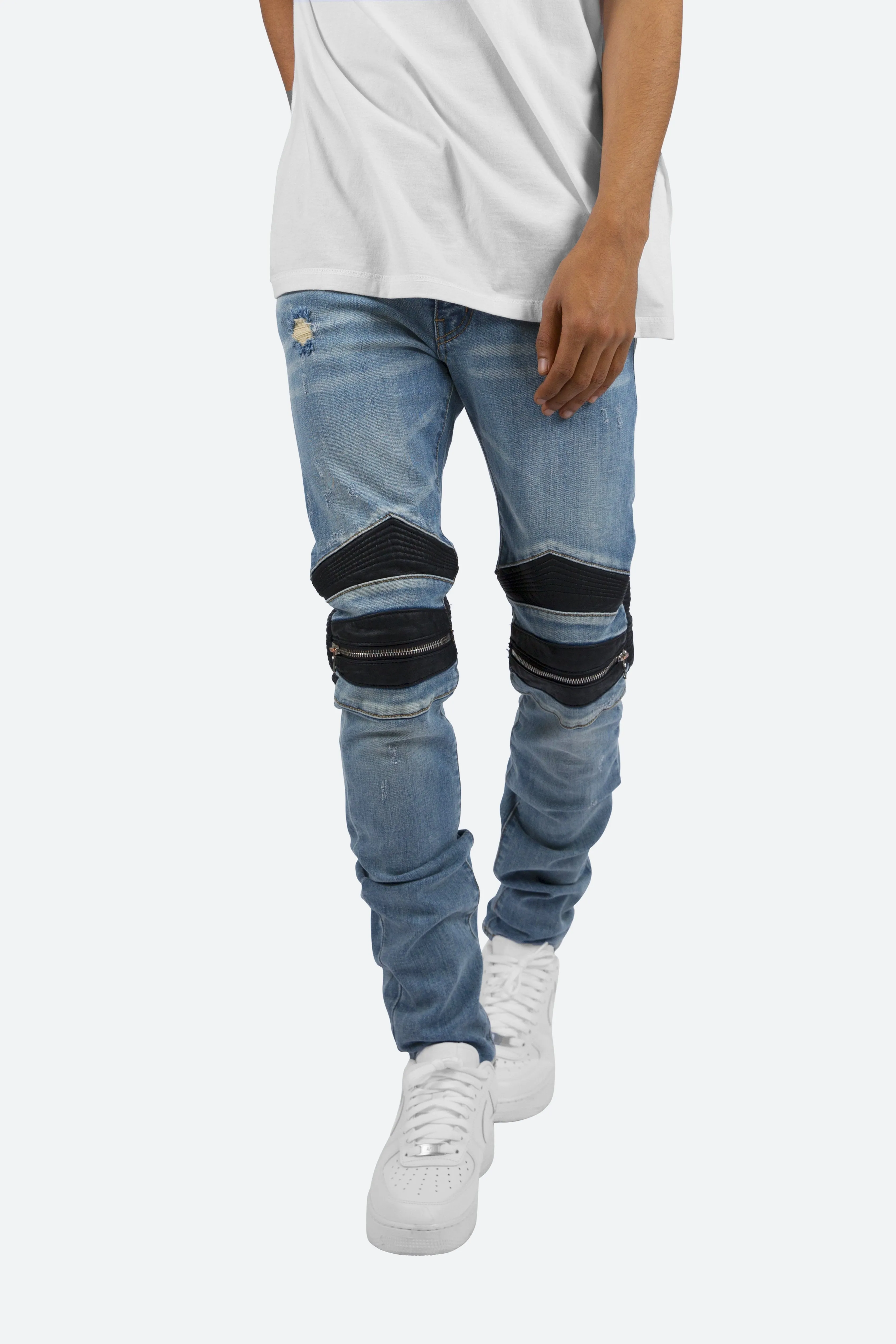 X186 Stretch Moto Denim - Blue/Black