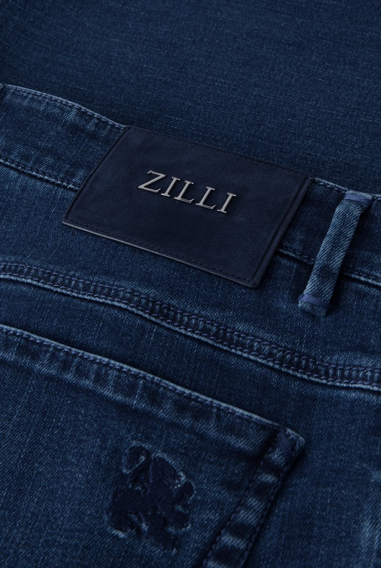 Zilli Jeans With Micro Griffon Embroidery & Suede Calfskin Patch